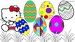 Привет Китти Живопись Пасхальные Яйца Раскраски Страницы! Развлечения, раскраски для детей, малышей и детей!