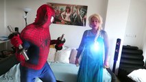 Spiderman & Frozen Elsa vs Joker! W/ Maleficent, Pink Spidergirl, Hulk, Ariel & Anna - Ske