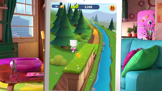 Talking Angela Plays Talking Tom Gold Run Gameplay