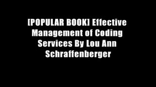 [POPULAR BOOK] Effective Management of Coding Services By Lou Ann Schraffenberger