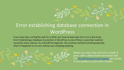 WordPress error establishing a database connection