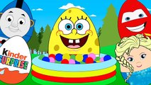 New Kids Surprise Eggs Sponge Bob Elsa Lightning McQueen Car Kinder Ball Pit Kids Show #Animation