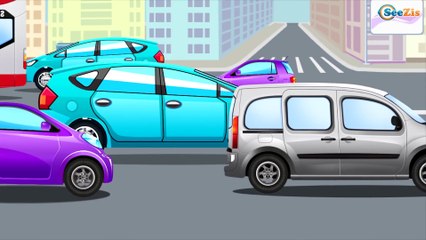 Gruas infantiles y Coches para niños. COCHES coloreados. La PIRáMIDE. Dibujo animado de carros