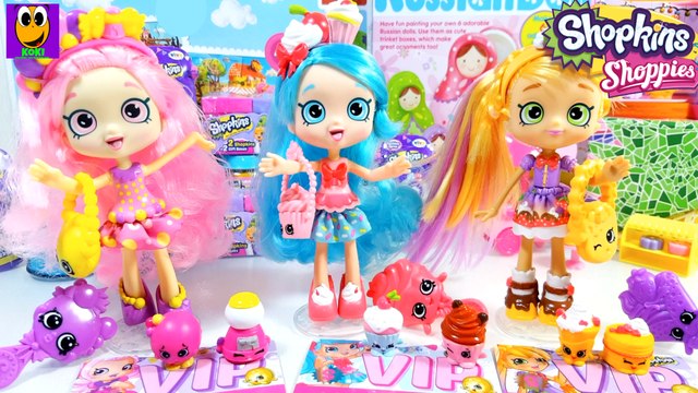 3 Shopkins Shoppies Dolls Pam Cake Jessicake Bubbleisha Doll Toy Unboxing