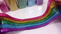 DIY Cómo Hacer los Colores del arco iris de la Cadena de Glitter Limo de la Espuma de la tierra batida Aprender los Colores Limo Números