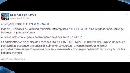 #PolecíasEnAtsión Detienen a "peligroso niño vende dulces" en Ensenada.