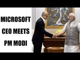 Microsoft CEO Satya Nadella meets PM Modi : Watch video | Oneindia News