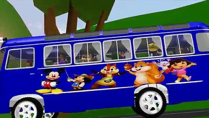 Mickey Mouse Cartoons 3D Wheels On The Bus Go Round And Round Nursery Rhymes Animated