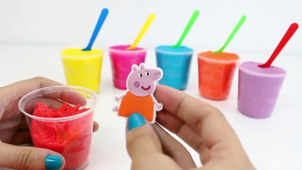 Play Doh Surprise Color Yogurt cups colored with Peppa Pig, Hello Kitty Disney Princess