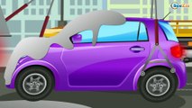 Carros de Carreras para niños. Coches pequeños van a la escuela. Dibujo animado de coches