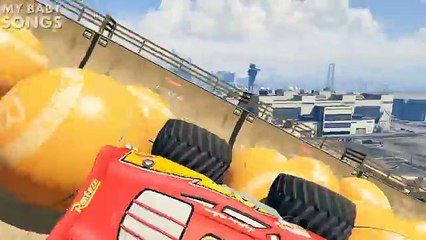 SPIDERMAN Cartoon Train for Kids & LIGHTNING McQueen Monster Truck Nursery Rhymes Children