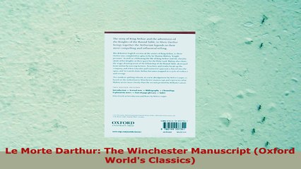READ ONLINE  Le Morte Darthur The Winchester Manuscript Oxford Worlds Classics
