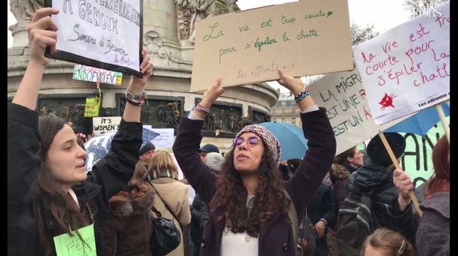 Je ne vais pas au travail pour entendre des blagues misogynes dénonce Jade, à la manifestation pour les droits des femmes