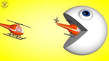 Learn Colors With Pacman For Kids - Helicopters - Funny Video For Kids