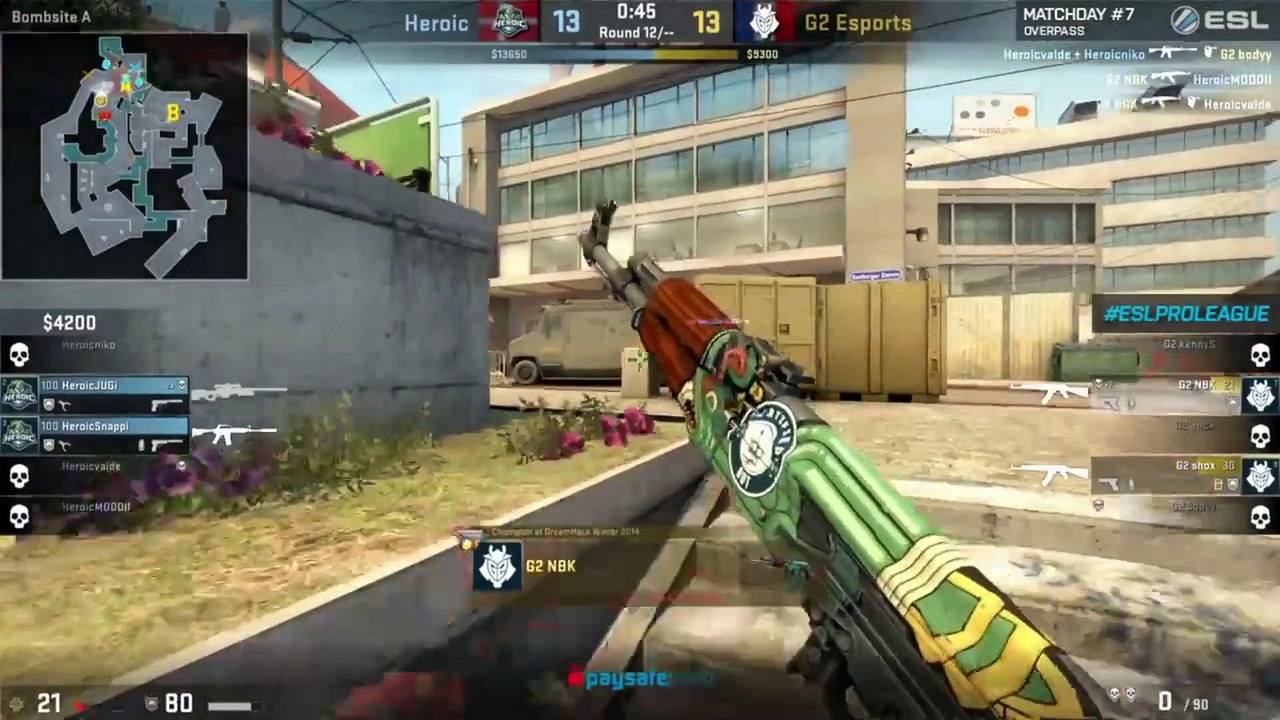 CSGO: JUGI wallbangs overpass A site boxes to win the round