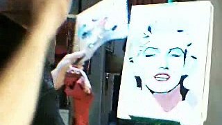 Peinture gouache sur papier canson.2011.Portrait de Marilyn Monroe.