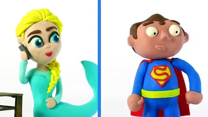 MERMAID Injection ELSA VS DOCTOR Superman Play Doh Stop Motion Videos Superhero Movie in Real Life