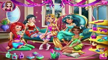 Disney Princesses Movie Night and Pyjama Party - Elsa Anna Snow White - Dress Up Game for