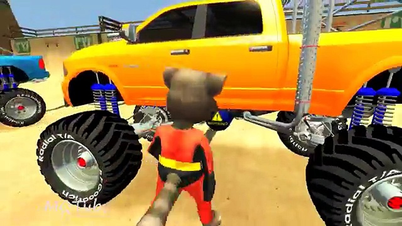 COLORS MONSTER TRUCK & COLORS TALKING TOM CARTOON FOR KIDS NURSERY RHYMES SONGS FOR CHILDREN