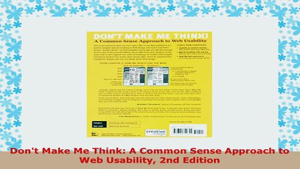 READ ONLINE  Dont Make Me Think A Common Sense Approach to Web Usability 2nd Edition