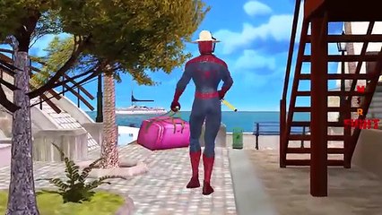 Hulk and Spiderman vs Shark Attack. Learn animals 3D cartoon for Kids