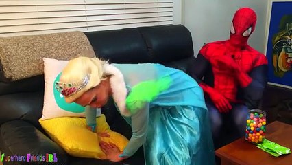 Spiderman Poops Colored Balls with Frozen Elsa vs Joker - Fun Superheroes Movie In Real Life 2016