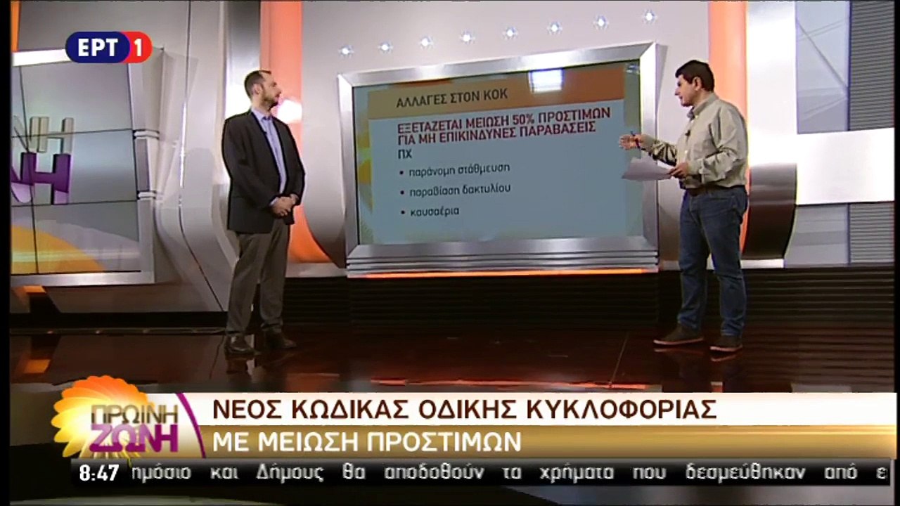 Ο πρόεδρος Ελλήνων Συγκοινωνιολόγων Κώστας Κεπαπτσόγλου   για το νέο Κώδικα Οδικής Κυκλοφορίας και την μείωση προστίμων  (ΕΡΤ1, 8/3/17)