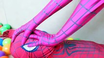 Розовый Человек-паук против Джокера Мега сумасшедший гимнастика! ж/ Человек-паук и замороженные elsa веселый суп