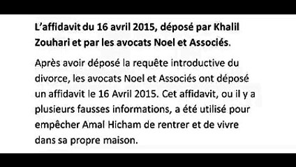 Preuves De Divorce (2). Affidavit du 16 avril 2015 de Khalil Zouhari, jugement du 17 avril 2015.