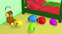 5 маленькая обезьян сюрприз яйца | учим цвета с монстр грузовик школьных автобусов | Детский стишок