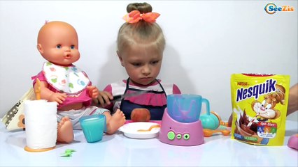 ✔ Nenuco Baby Doll  Nesquik with milk for my Toy | Завтрак для Куклы от Ярославы. Серия 34 ✔