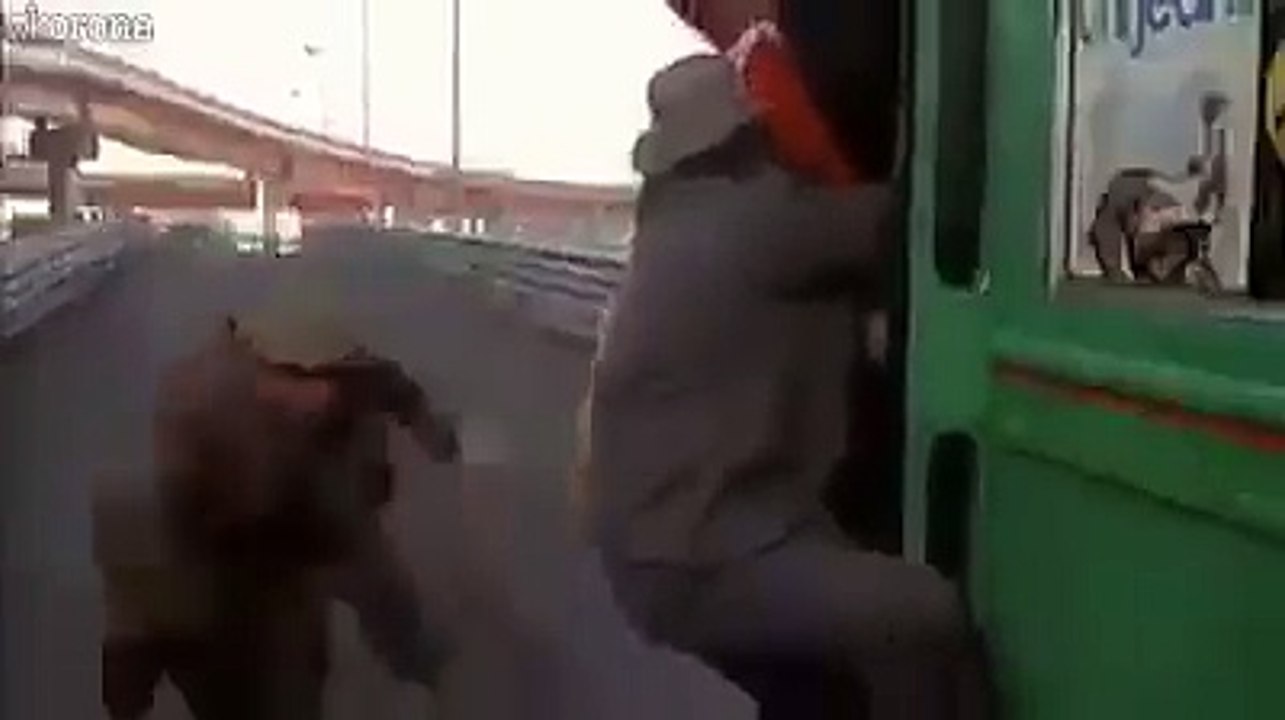 running between bus