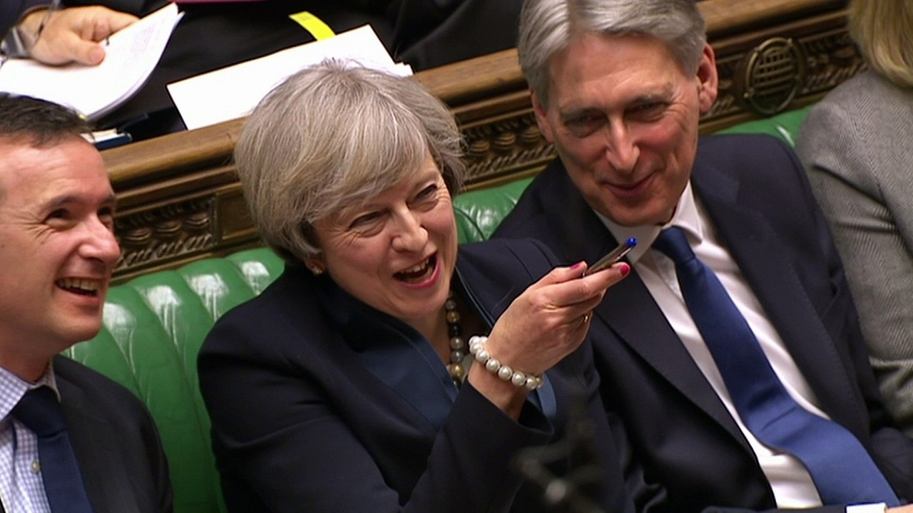 May’s ‘pantomime’ laugh goes viral