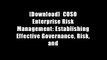 [Download]  COSO Enterprise Risk Management: Establishing Effective Governance, Risk, and