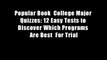 Popular Book  College Major Quizzes: 12 Easy Tests to Discover Which Programs Are Best  For Trial