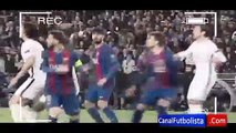 Messi salta a la grada para celebrar el gol de Sergi Roberto • Barça 6-1 PSG