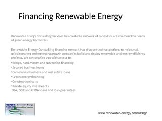Financing Renewable Energy