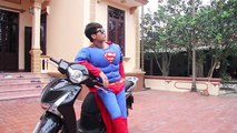 Superman fake motorbike SH Hot Girl Batman Love Spiderman Frozen Elsa in school Superheroes fun