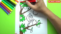 Masha and the bear ( Маша и Медведь) Masha And The Bear Pick Biggest Apple Coloring Pages
