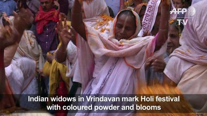 Indian widows mark Holi with burst of colour