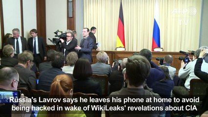 Russian FM says leaves phone at home to avoid being hacked