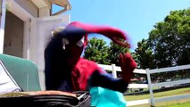 Evil Elsa KIDNAPS SANTA! w/ Spiderman Joker Car Maleficent Pink Spidergirl Frozen Anna Sup