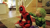 Little Heroes Kid Deadpool vs Supergirl Surprise Egg Hunt! Superheroes in Real Life | Supe