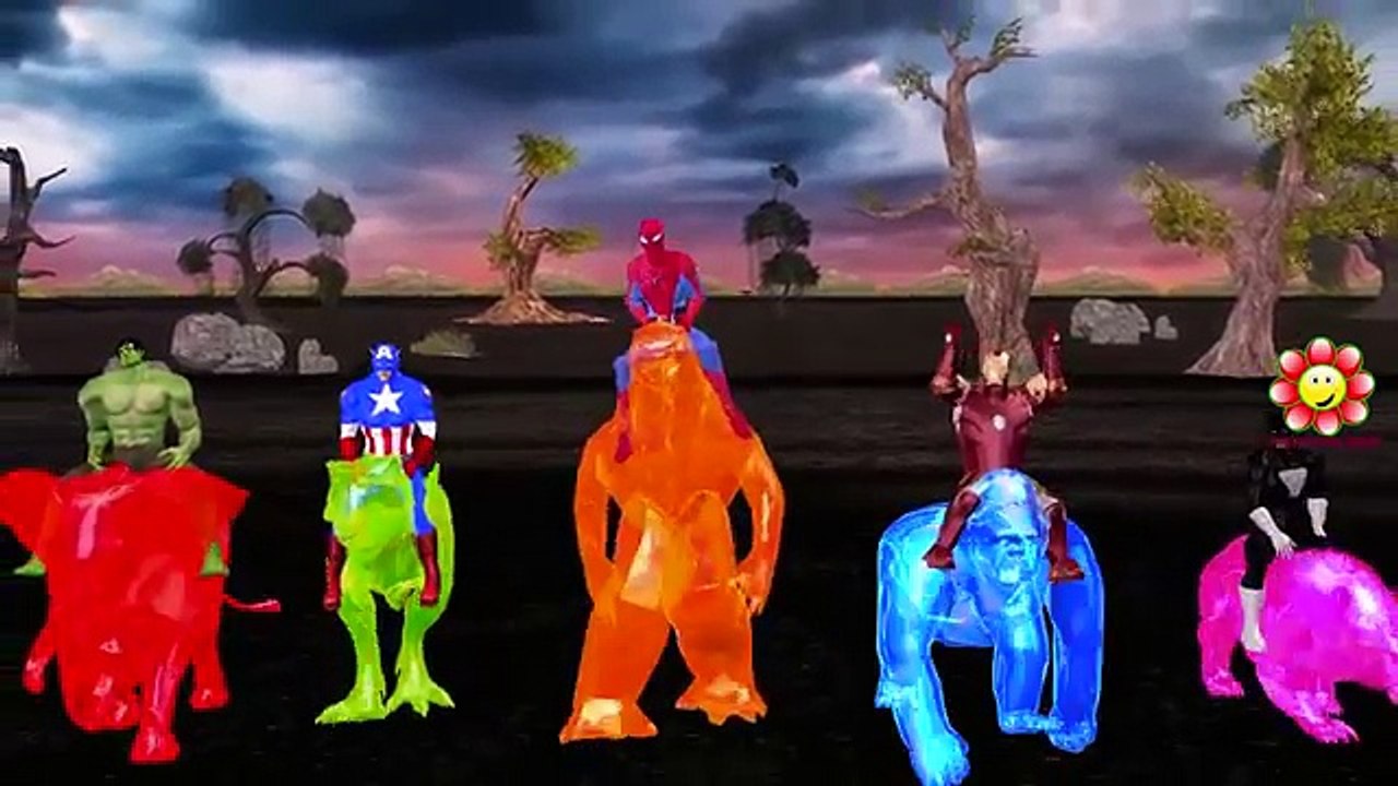 Finger Family Mega Collection Spiderman Vs Gummy Gorilla | SuperHeroes Dinosaurs Finger Fa