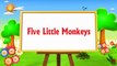 5 мало обезьяны прыжки на в кровать анимация английский питомник рифма для Дети
