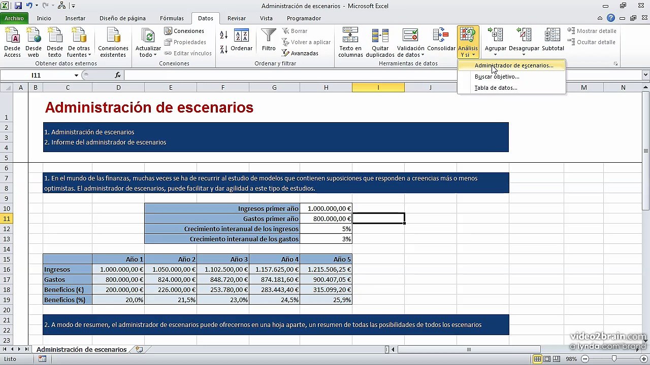 20 Administrador de escenarios en Excel 0604