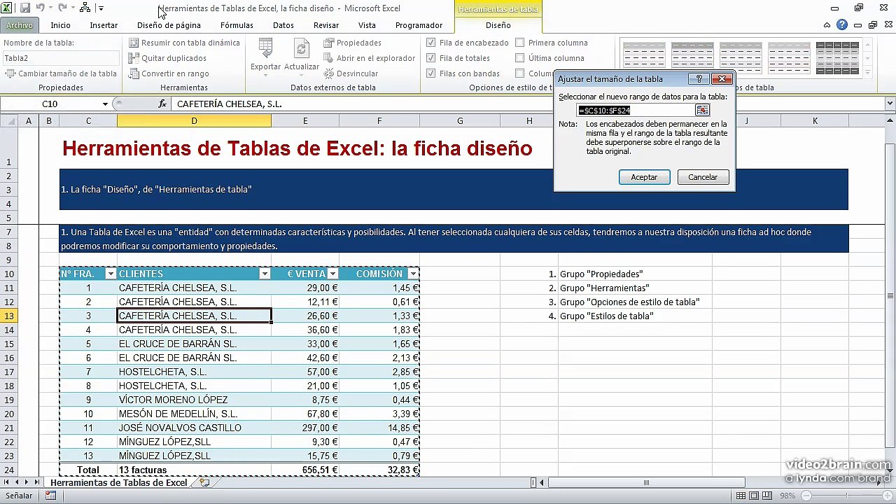 26 Herramientas de Tablas de Excel la ficha Dis...