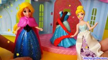 Disney Frozen Elsa Anna in Play Doh Prettiest Princess Castle Cinderella Belle Aurora Desi