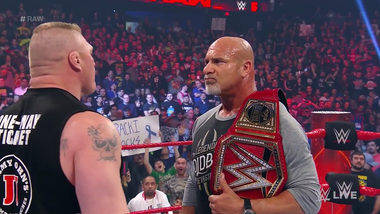 Brock Lesnar attacks new Universal Champion Goldberg, March 6, 2017