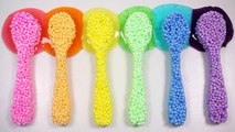 DIY How To Make Colors Play Foam Spoon with Rainbow Gooey Slime Colors Bubble Gum Surprise Toys-PRzalOf
